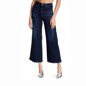 High rise wide leg dark wash jean